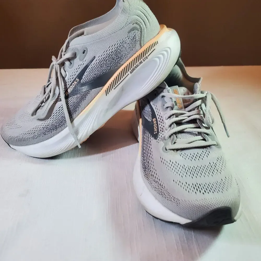 Brooks Adrenaline GTS 25 Womens Running Shoes Sz 11 Grey Coral Sneakers